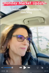 Photo of Linda Raymond giving a weekly market update while driving in the car.